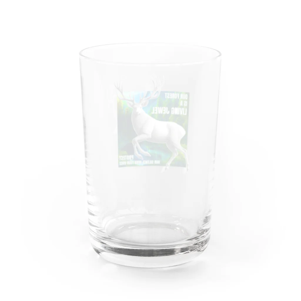 kazu_gの森は生きている「宝石」です！静寂を貴方の声で守ってください！（濃色用） Water Glass :back