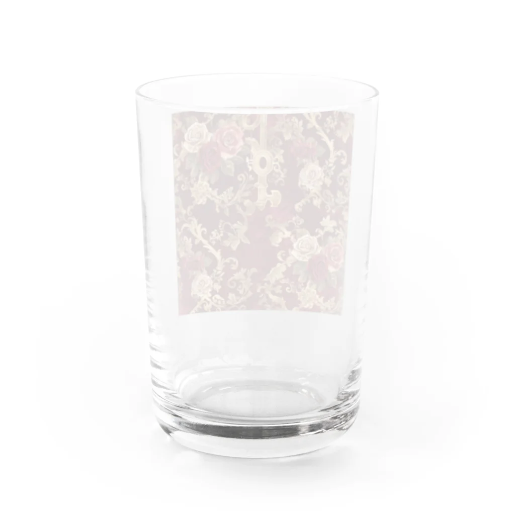 オンラインショップイエローリーフの赤い薔薇　白い薔薇　鍵　可愛い　 Water Glass :back