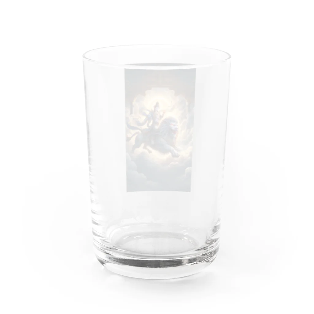 GoldenBuddha888の神獣ライオンに乗る仏陀様コレクション Water Glass :back