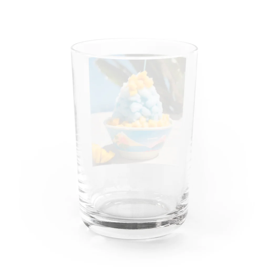 かるるんショップのかき氷シリーズ　ブルーハワイとマンゴー Water Glass :back