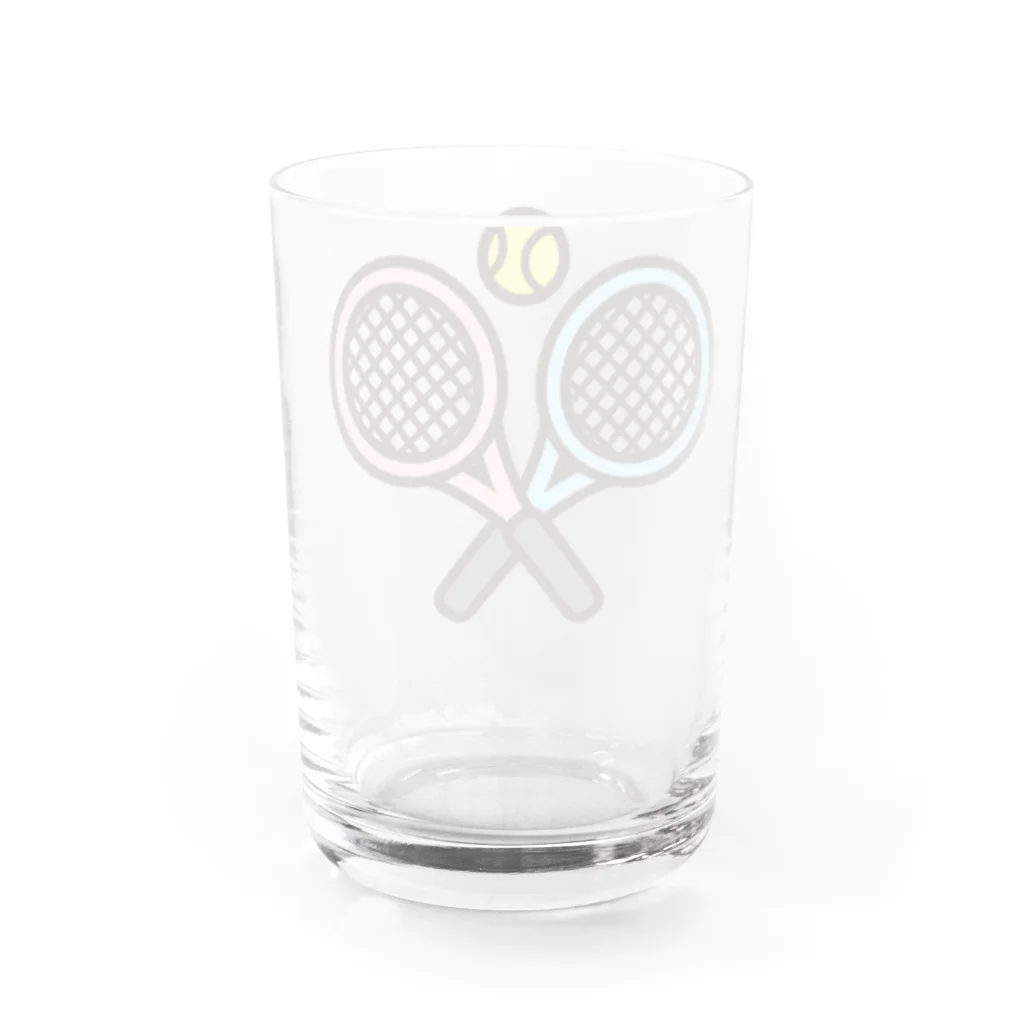 お絵かき屋さんのテニスのラケットとボール Water Glass :back