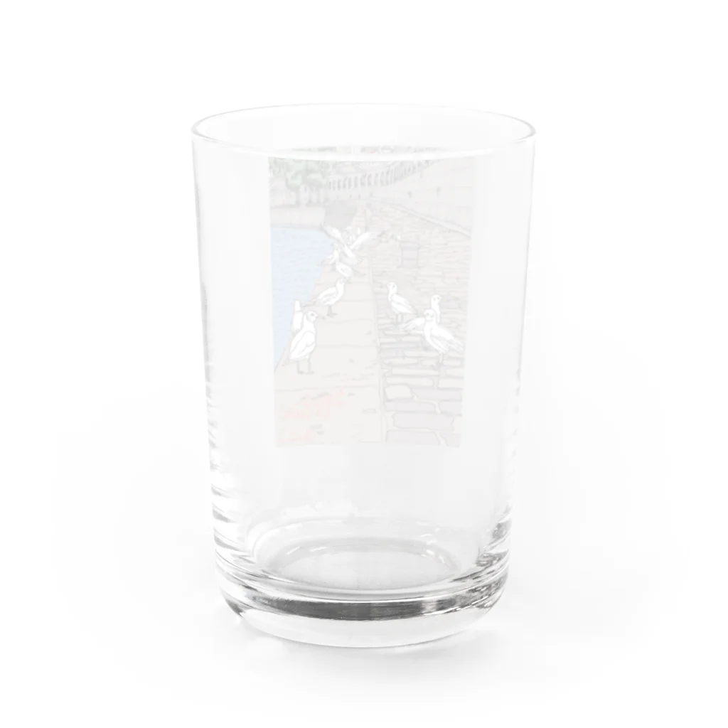 Anriのセーヌ川と鳥の群れ Water Glass :back