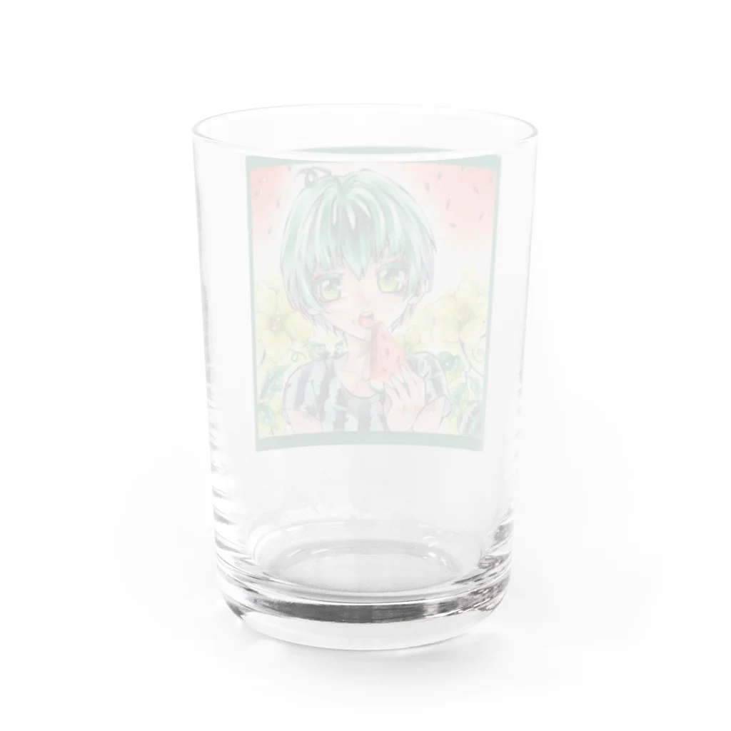 スペンサーのメイキング部屋のスイカモチーフの少年 Water Glass :back