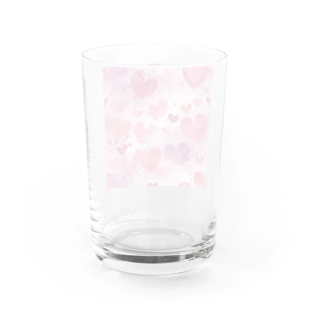 オンラインショップイエローリーフのハート　赤　ピンク　青　可愛い Water Glass :back