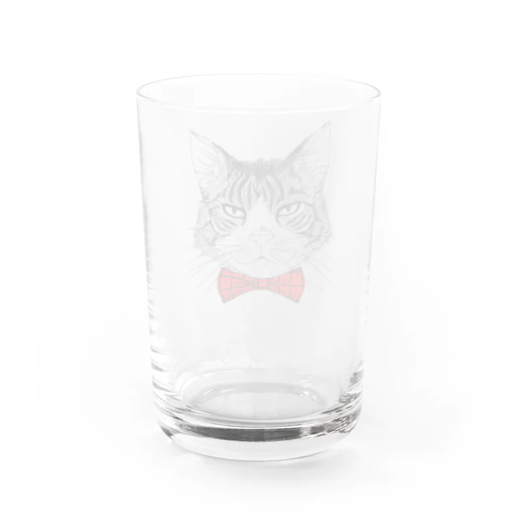 はねまる ショップのCharlie the Cat(赤リボン) Water Glass :back