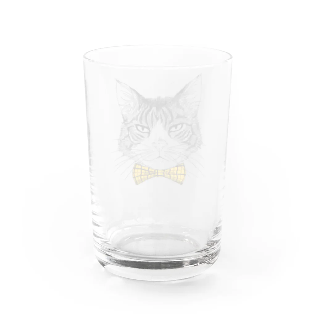 はねまる ショップのCharlie the  Cat(黄リボン) Water Glass :back