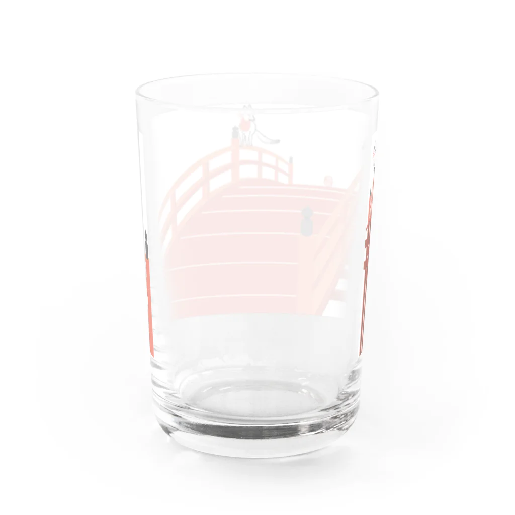 Amiの狐の手毬唄 太鼓橋と狛狐 Water Glass :back