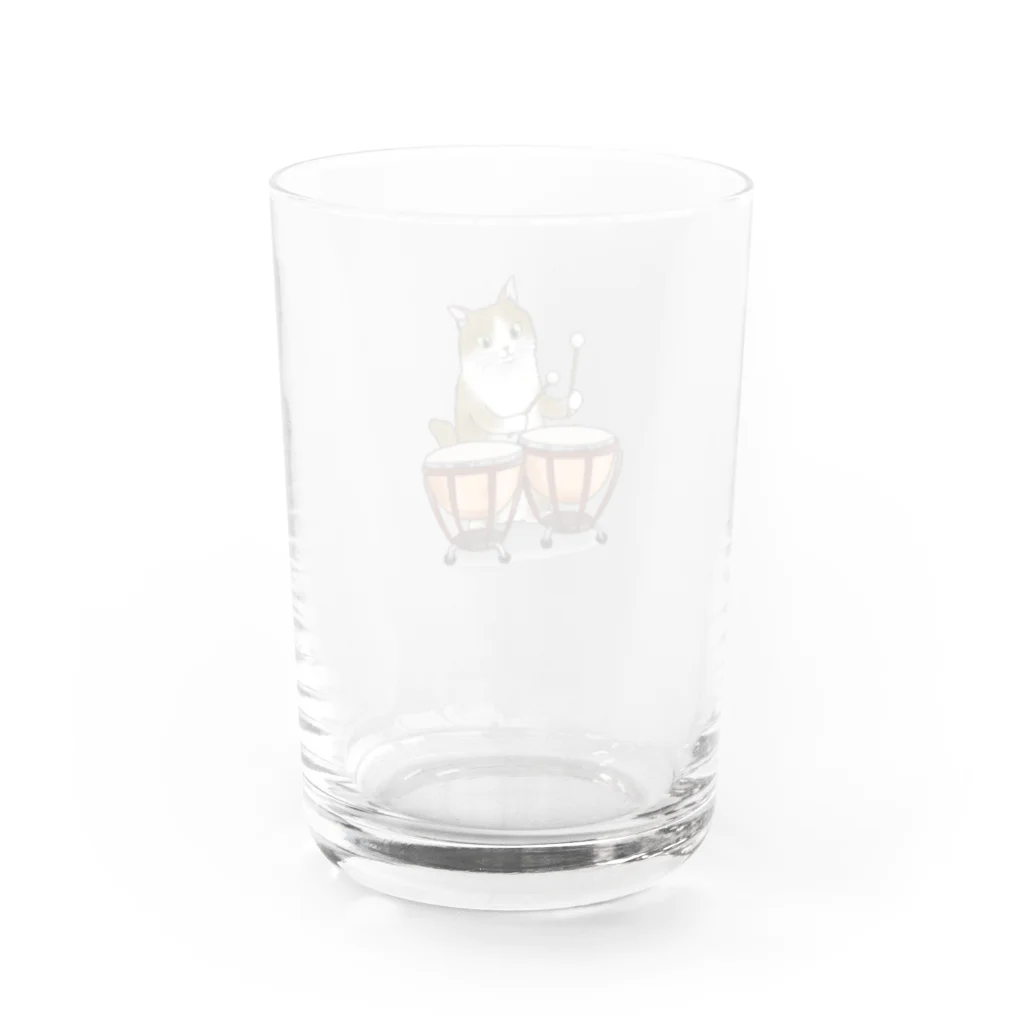 Ａｔｅｌｉｅｒ　Ｈｅｕｒｅｕｘのティンパニーを叩く猫 Water Glass :back