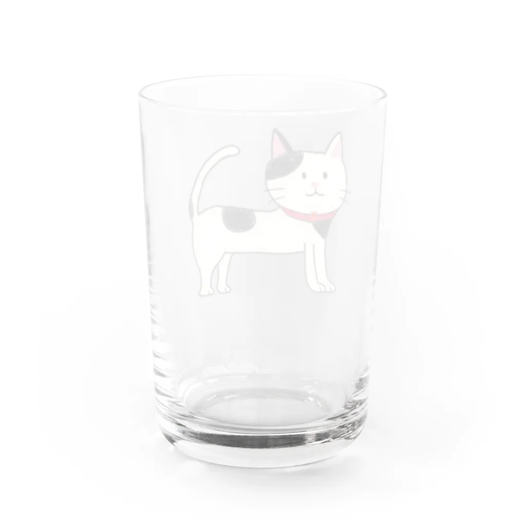 gattyoデザインのくすっと笑える雑貨たちの「くろぶちにゃん – おすまし猫の横顔」 Water Glass :back