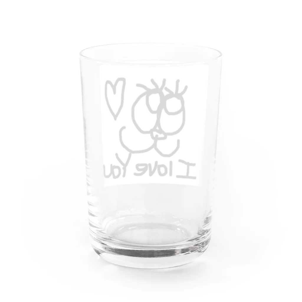 黒髪ちゃもさんわーるど꒰•̫͡•ོ꒱♡のあいらぶゆー Water Glass :back