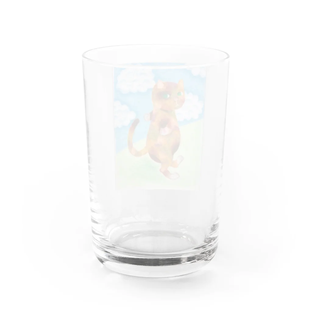 あなぐま(ひらいまき)の手をつなぎたいコケねこさん Water Glass :back