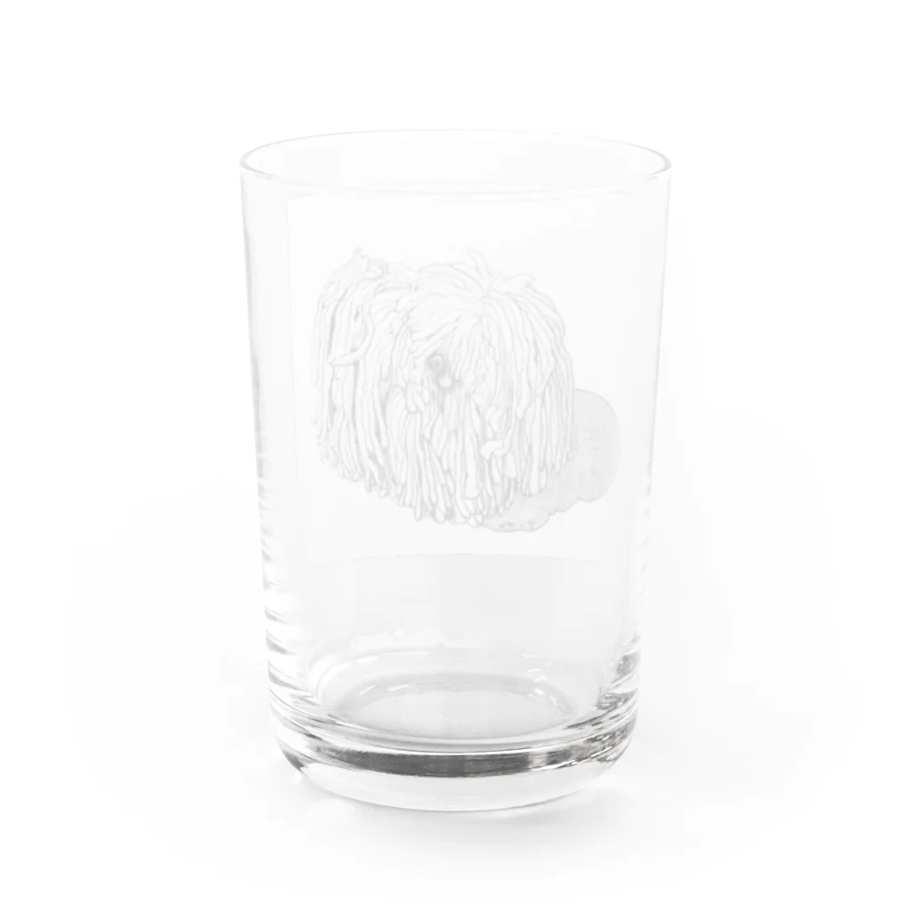 光平洋子のかしこいプーリー犬が振り向いた。puli illustration  Water Glass :back