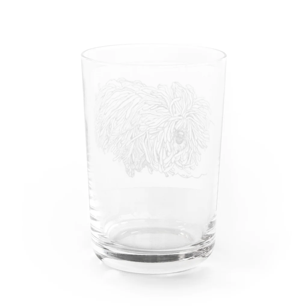 光平洋子のかしこいプーリー犬が転がる。 puli illustration  Water Glass :back