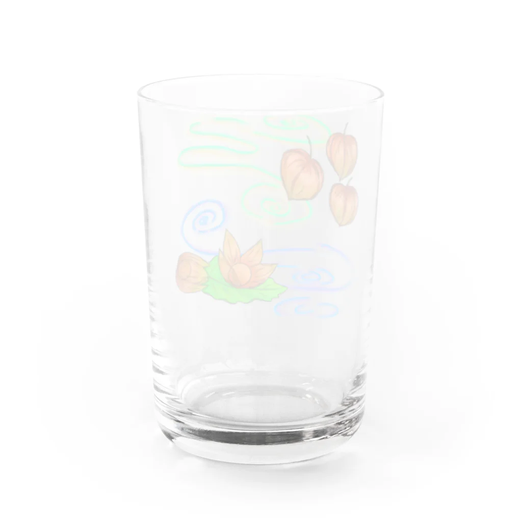 Lily bird（リリーバード）のホオズキ 水紋背景（和柄） グラス反対面