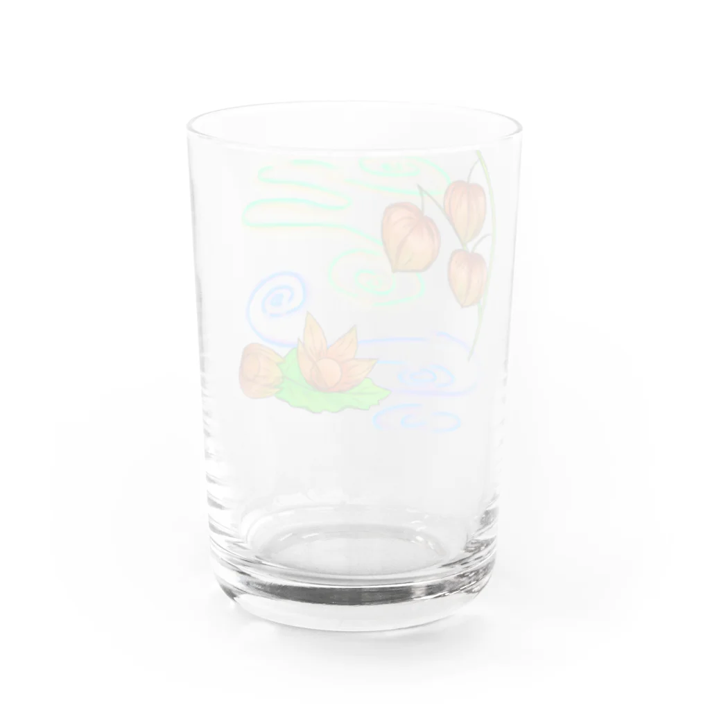 Lily bird（リリーバード）の枝つきホオズキ 水紋（和柄）その2 Water Glass :back