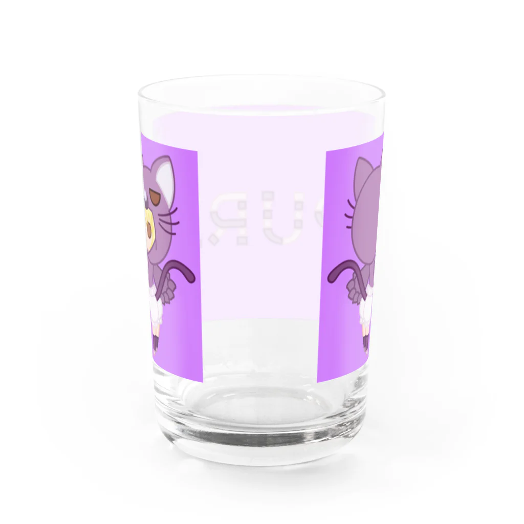 ウサネコのぷり☆ネコちゃん パープル Water Glass :back