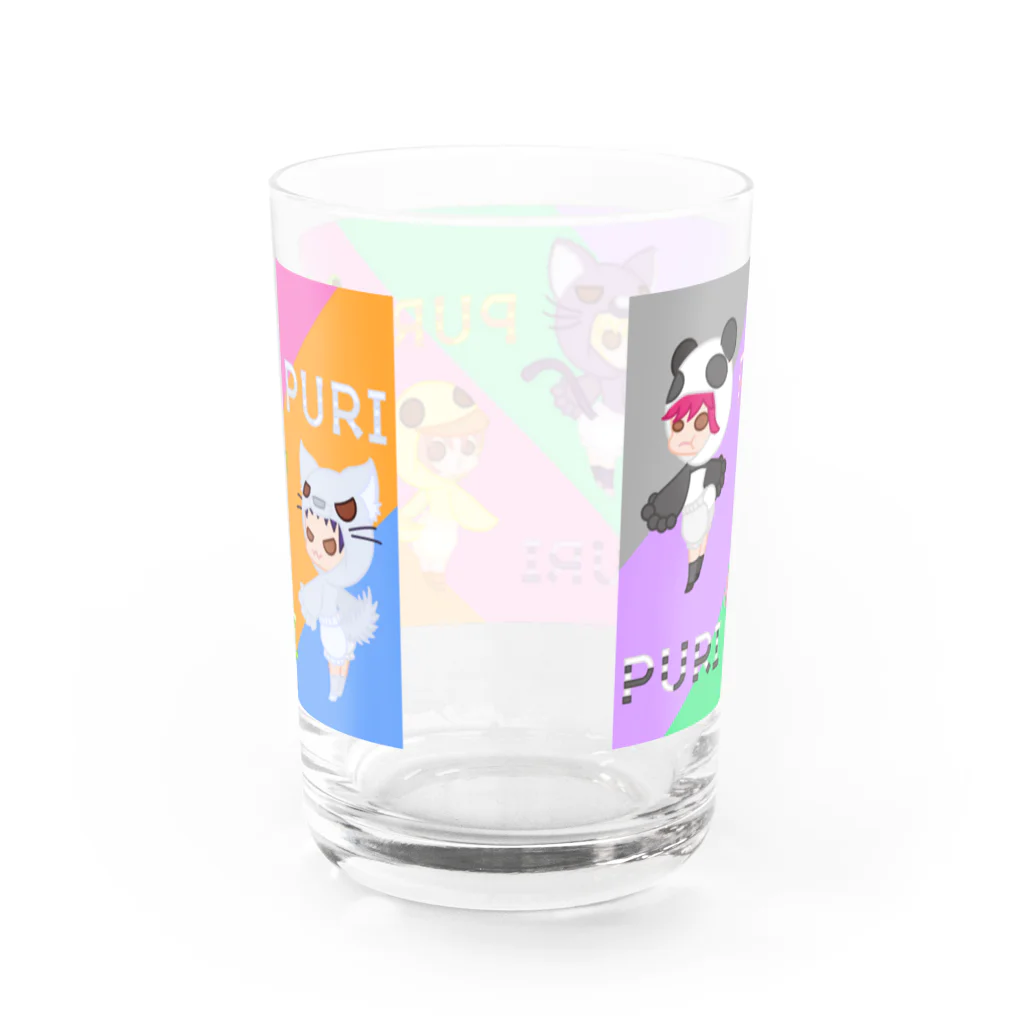 ウサネコのぷり☆全員集合 カラフル Water Glass :back