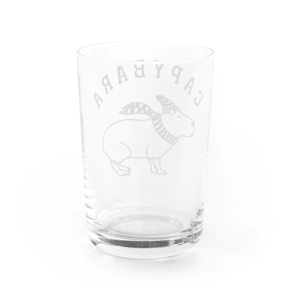 Aliviostaのカピバラ 動物イラスト アーチロゴ Water Glass :back