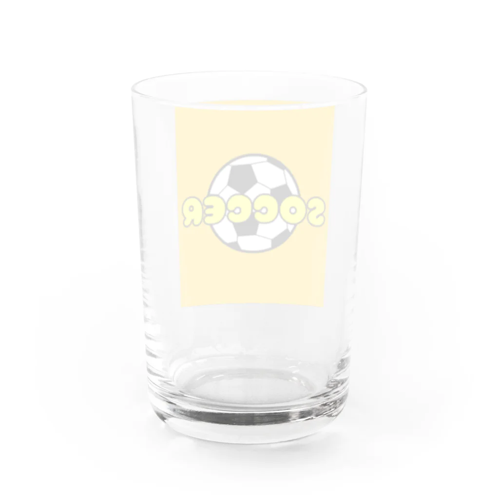 happy_25chanのサッカーボール柄Tシャツ（黄色/白） Water Glass :back
