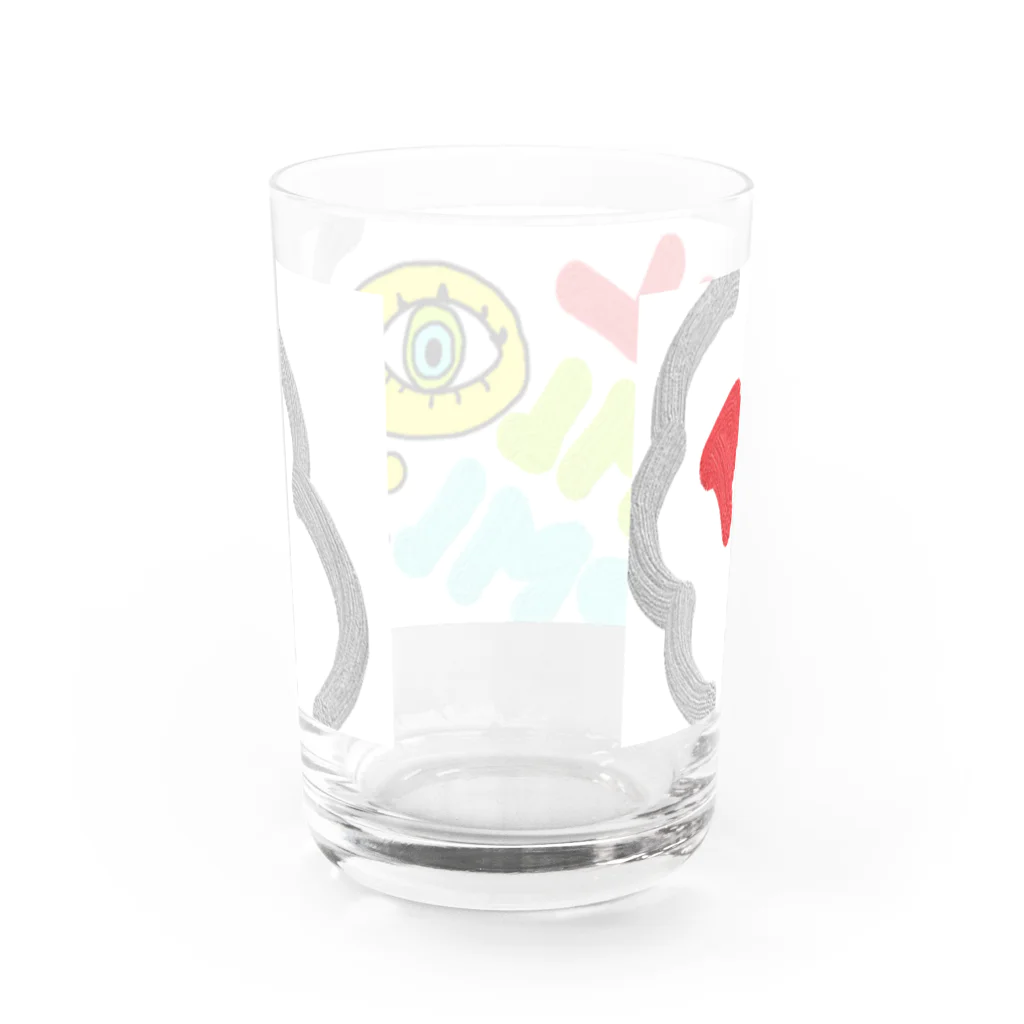 邂【サイマラショップ】逅 SUZURI店のサイマラ　サクリファイスくんグッズ Water Glass :back