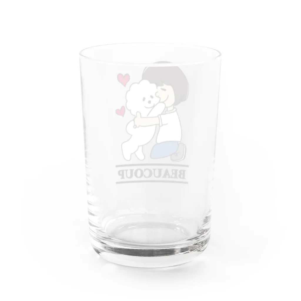 Funny Mill SUZURI店の抱っこワンコ Water Glass :back