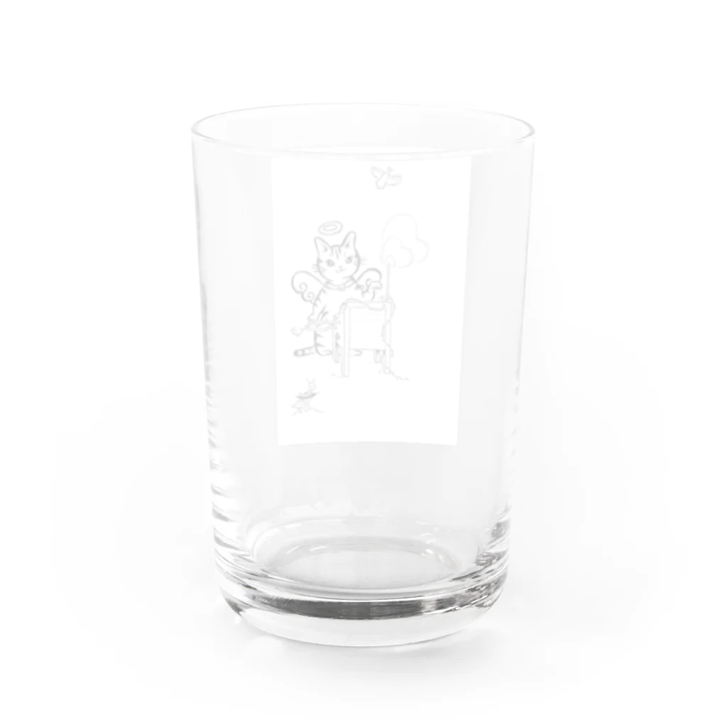 ねこのび屋のテルミンと天使にゃん Water Glass :back