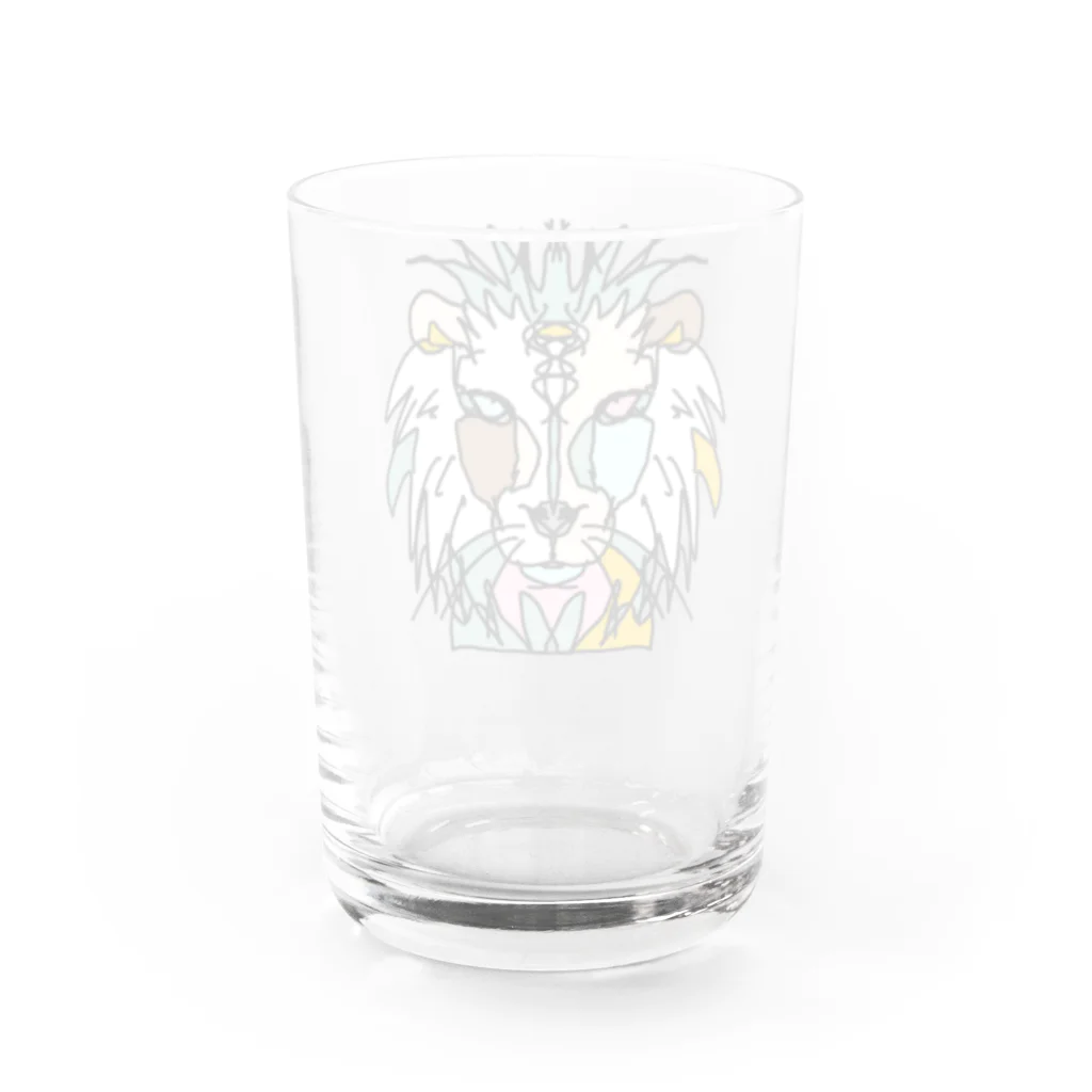 Full of vitality　(フル　オブ　バイタリティ)のwhite☆lion　(白いライオン)　白バージョン　Full of vitality　(フル　オブ　バイタリティ) Water Glass :back