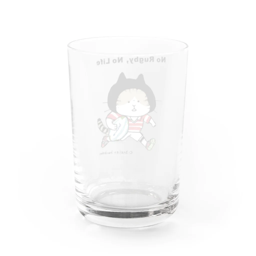 ほっかむねこ屋（アトリエほっかむ）のラグビーねこ　#ラグビー #猫 Water Glass :back