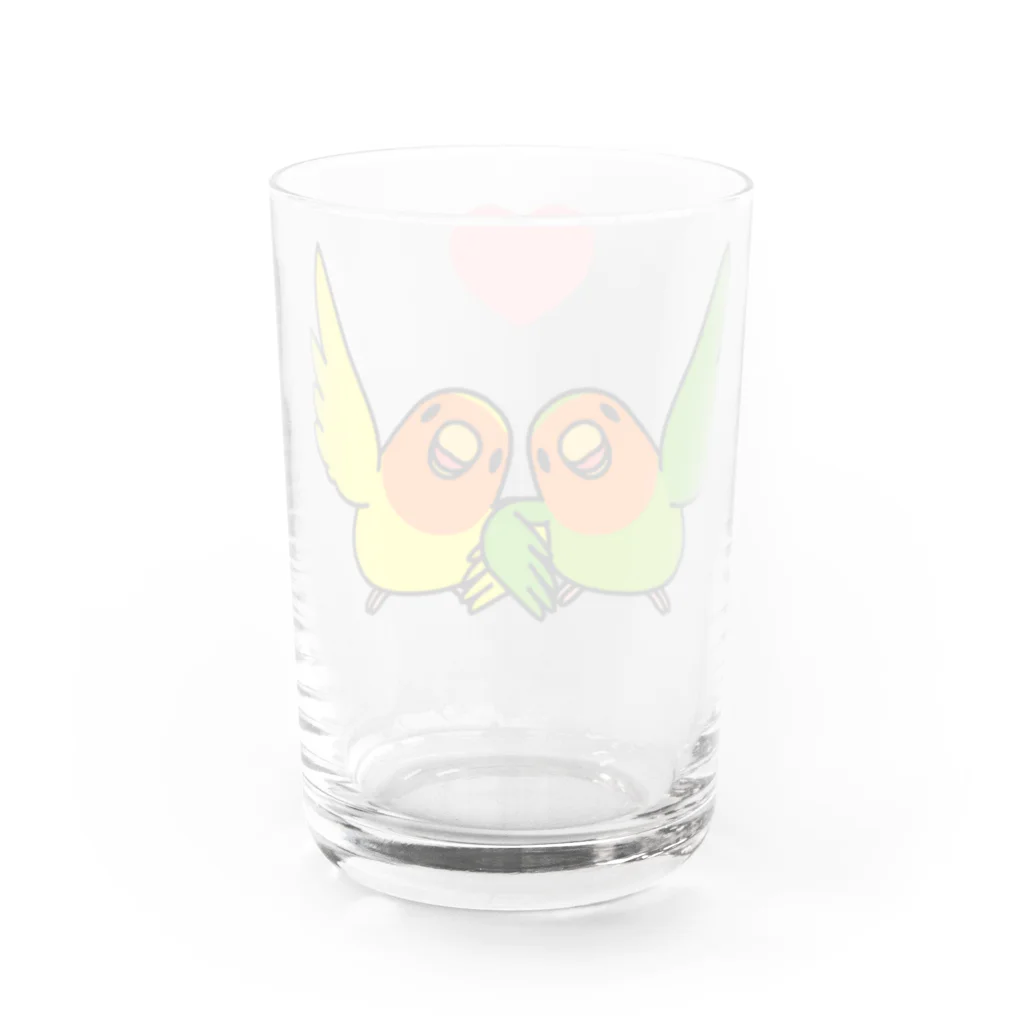 まめるりはことりのハイタッチなかよしコザクラインコ【まめるりはことり】 Water Glass :back