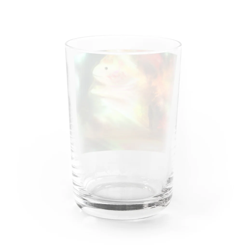 月花愛葉(*Mana*)  イラストレーター  イラスト アートのウーパールーパーの王さま＊ Water Glass :back