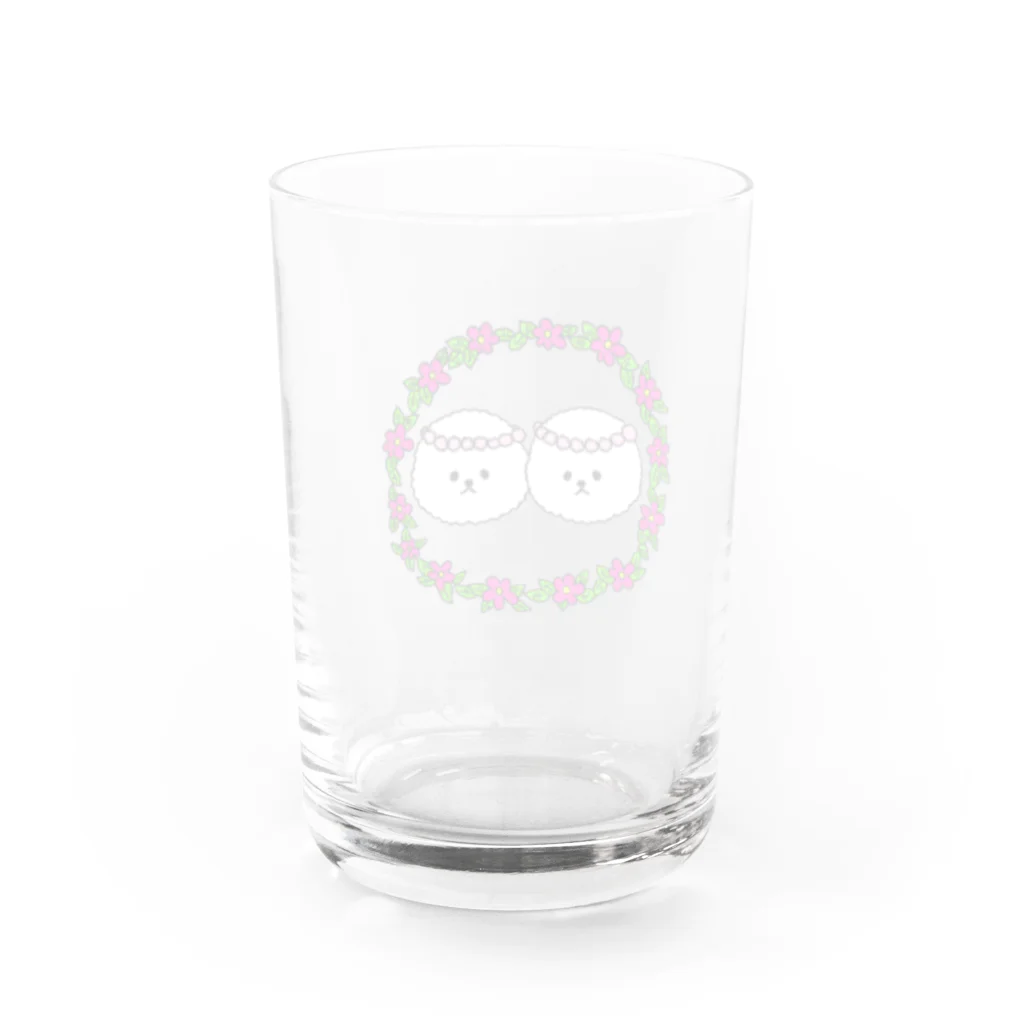 しょうゆごはんのビションフリーゼ 花かんむり Water Glass :back