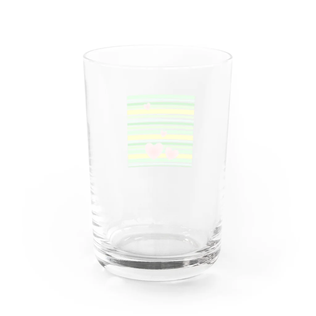 sanasanaのボーダー＋♡黄色＆緑 Water Glass :back