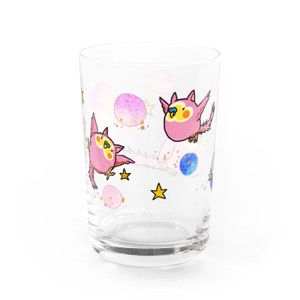 めめんと桃鶏のインコタンぐらす Water Glass :back