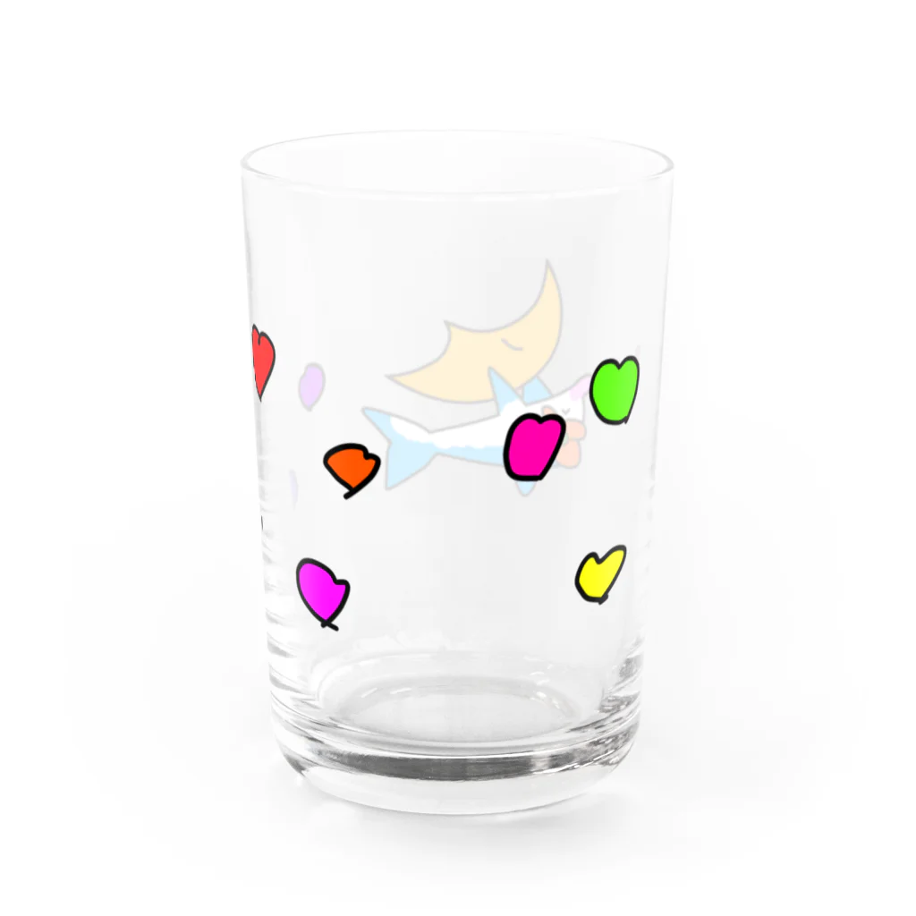 タカのお月さまとプカプカ、イルカちゃん Water Glass :back