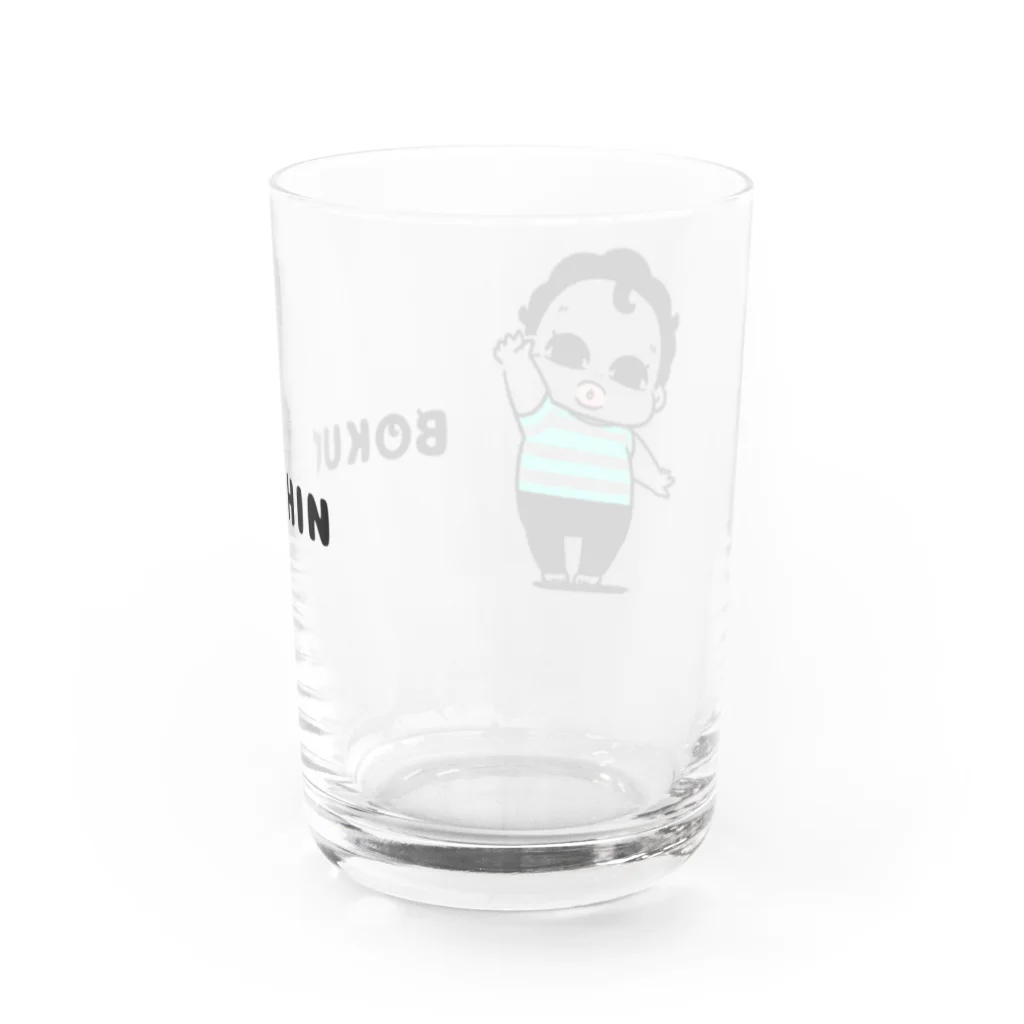 BOKUPOTE_Shopのはーいぼくちんロゴ入り Water Glass :back