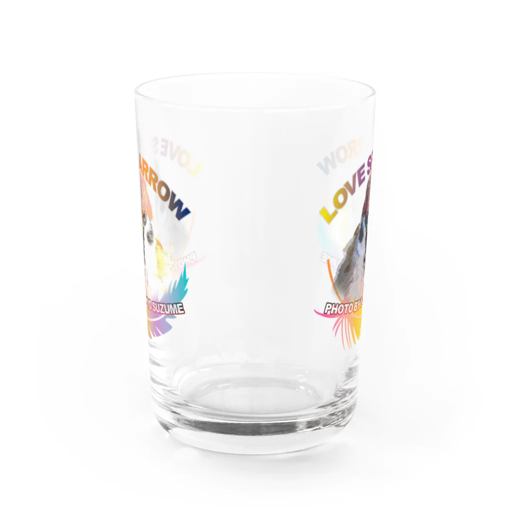 “すずめのおみせ” SUZURI店の東京すずめ Water Glass :back