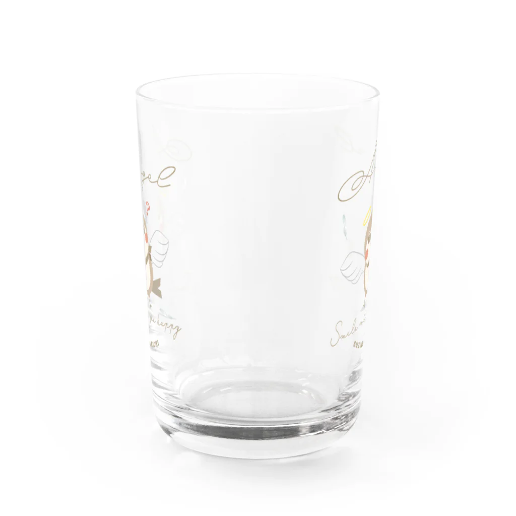 “すずめのおみせ” SUZURI店のHello！すずめだいきち Water Glass :back