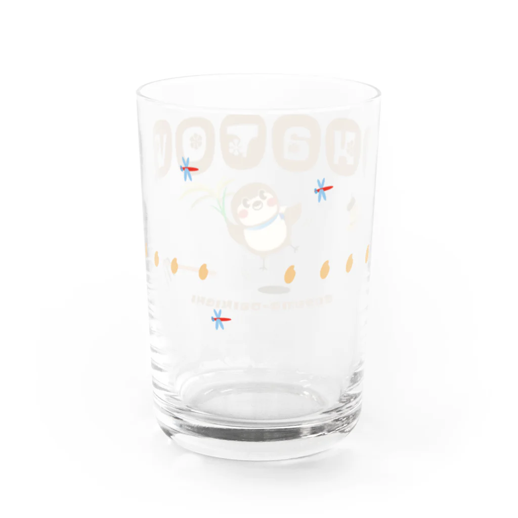 “すずめのおみせ” SUZURI店のだいきち理想郷 Water Glass :back