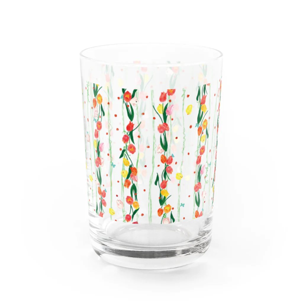 ルルエチュードのてんてんチューリップ（レッド） Water Glass :back