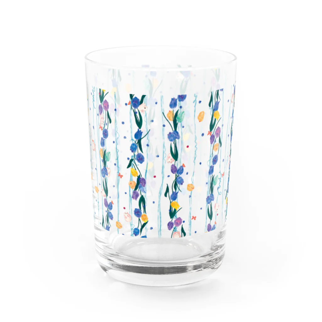 ルルエチュードのてんてんチューリップ（ブルー） Water Glass :back