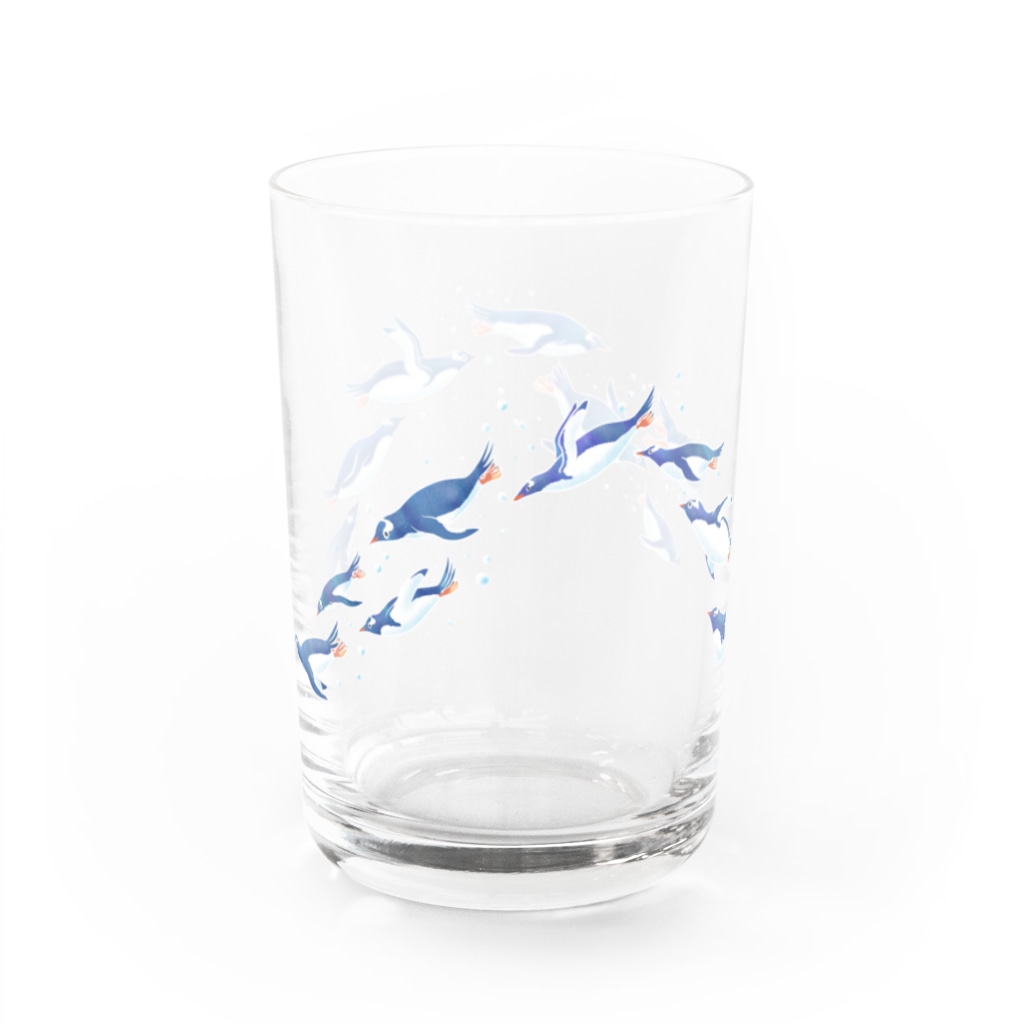 ハルノキ工房のグラスを泳ぐペンギン(青) Water Glass :back