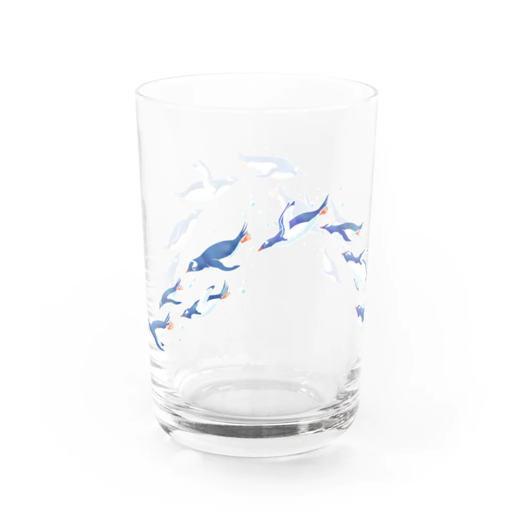 ハルノキ工房のグラスを泳ぐペンギン(青) グラス反対面