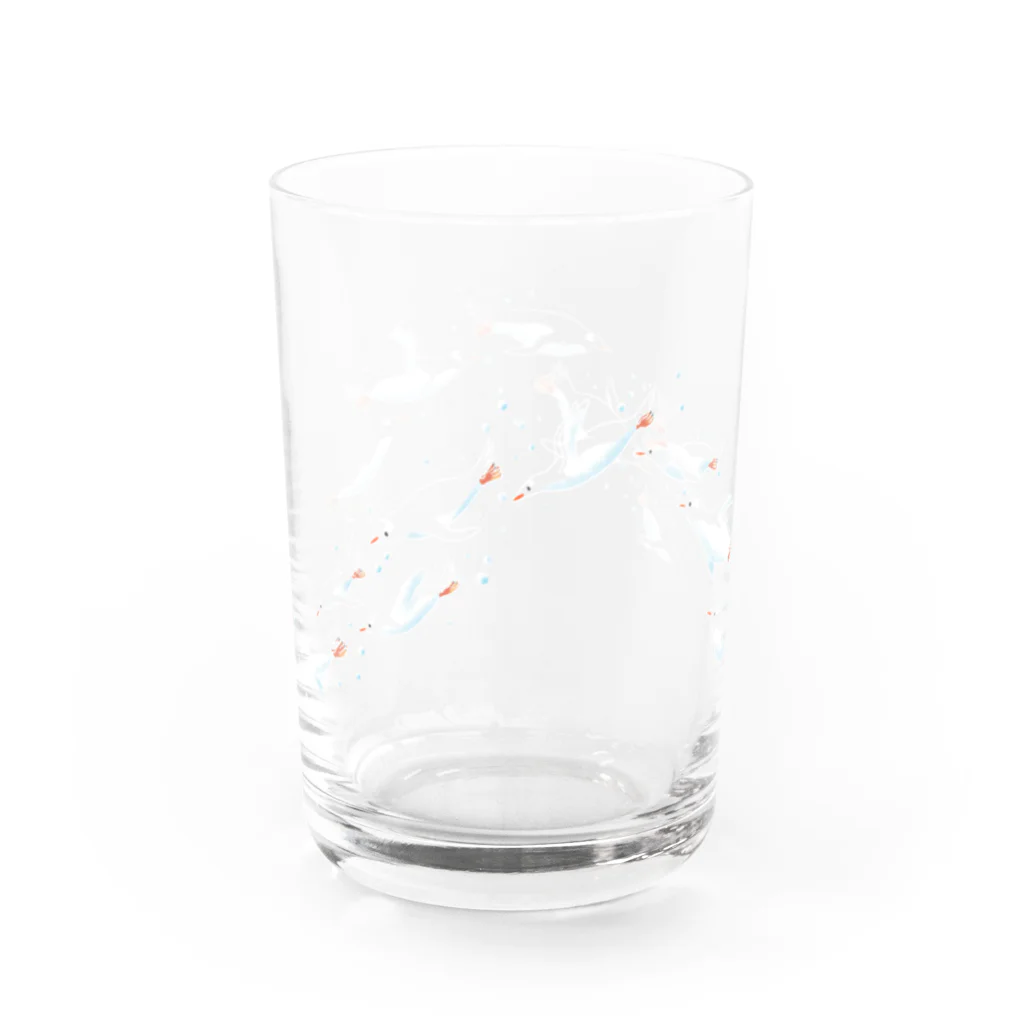 ハルノキ工房のグラスを泳ぐペンギン（ドリンク色） Water Glass :back