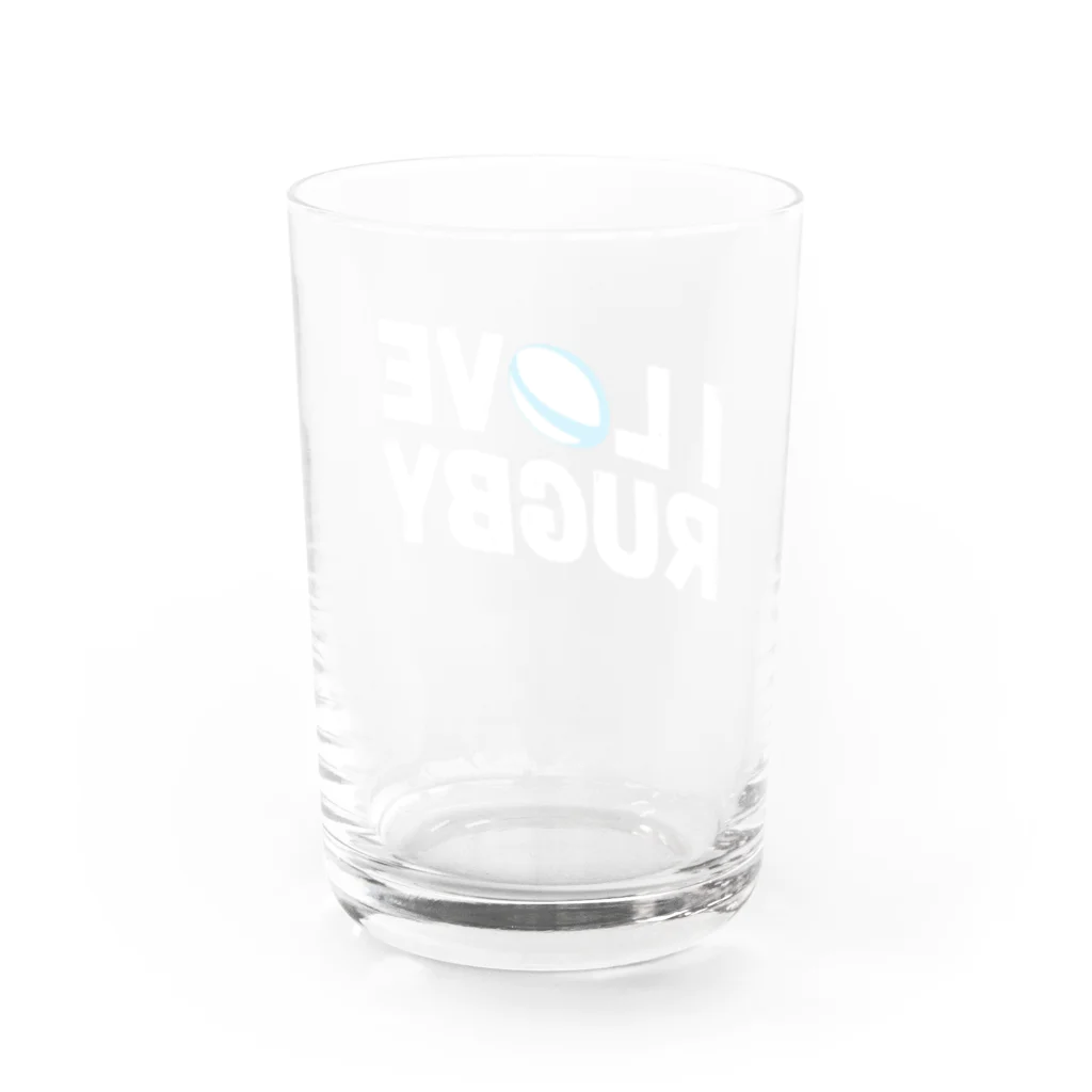 gemgemshopのI LOVE RUGBY (白字) Water Glass :back