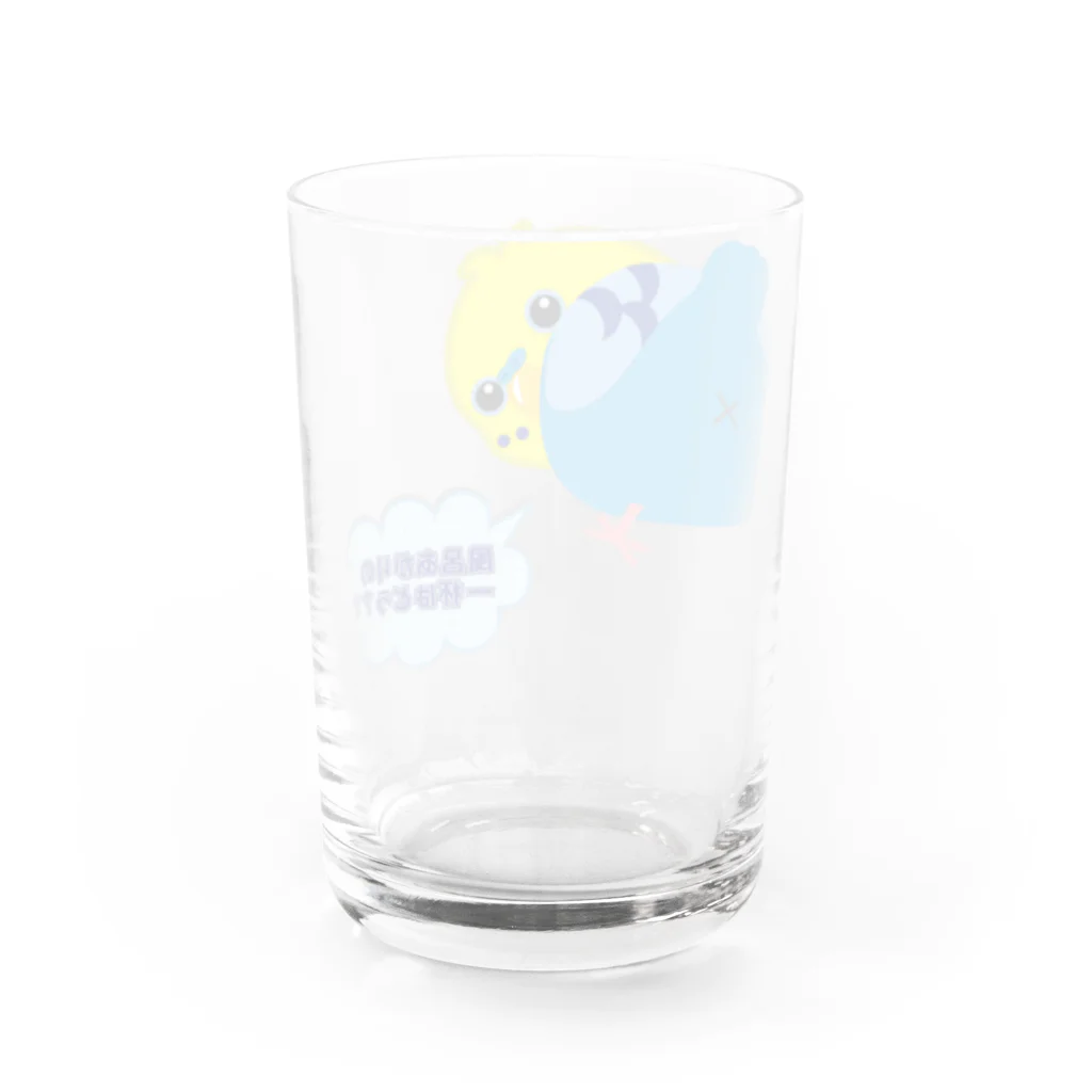 ぽぽりす@ぶんちょ組のおちりセキセイインコ（黄・青） Water Glass :back