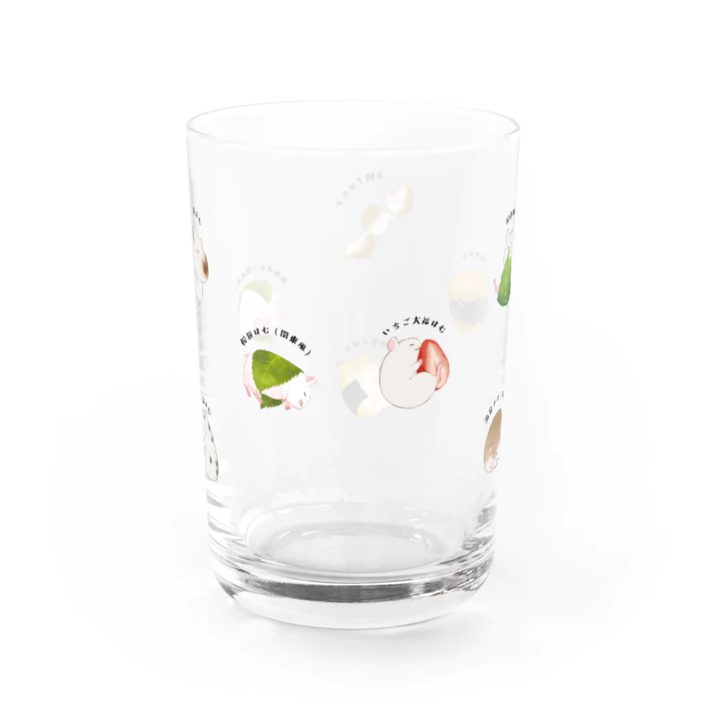 栞子の和菓子はむちゃん Water Glass :back