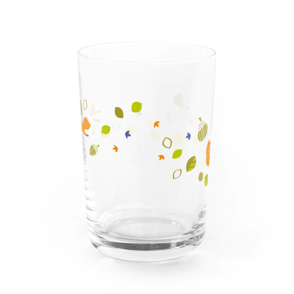 イラストレーター スズキトシエのキツネとリスのグラス Water Glass :back