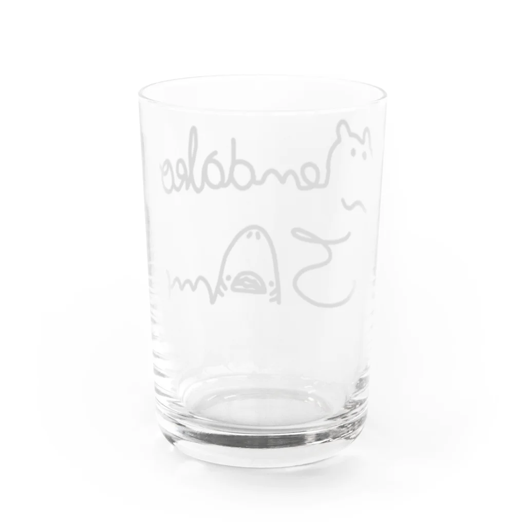 サメとメンダコ[namelessmm2]のサメとメンダコのラインロゴ(black) Water Glass :back