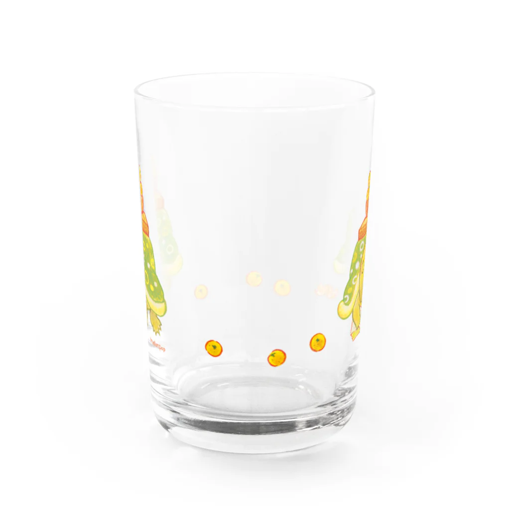 めろんぽっぷのお店だよのこたつカメのこたろー　緑　コロコロみかん Water Glass :back