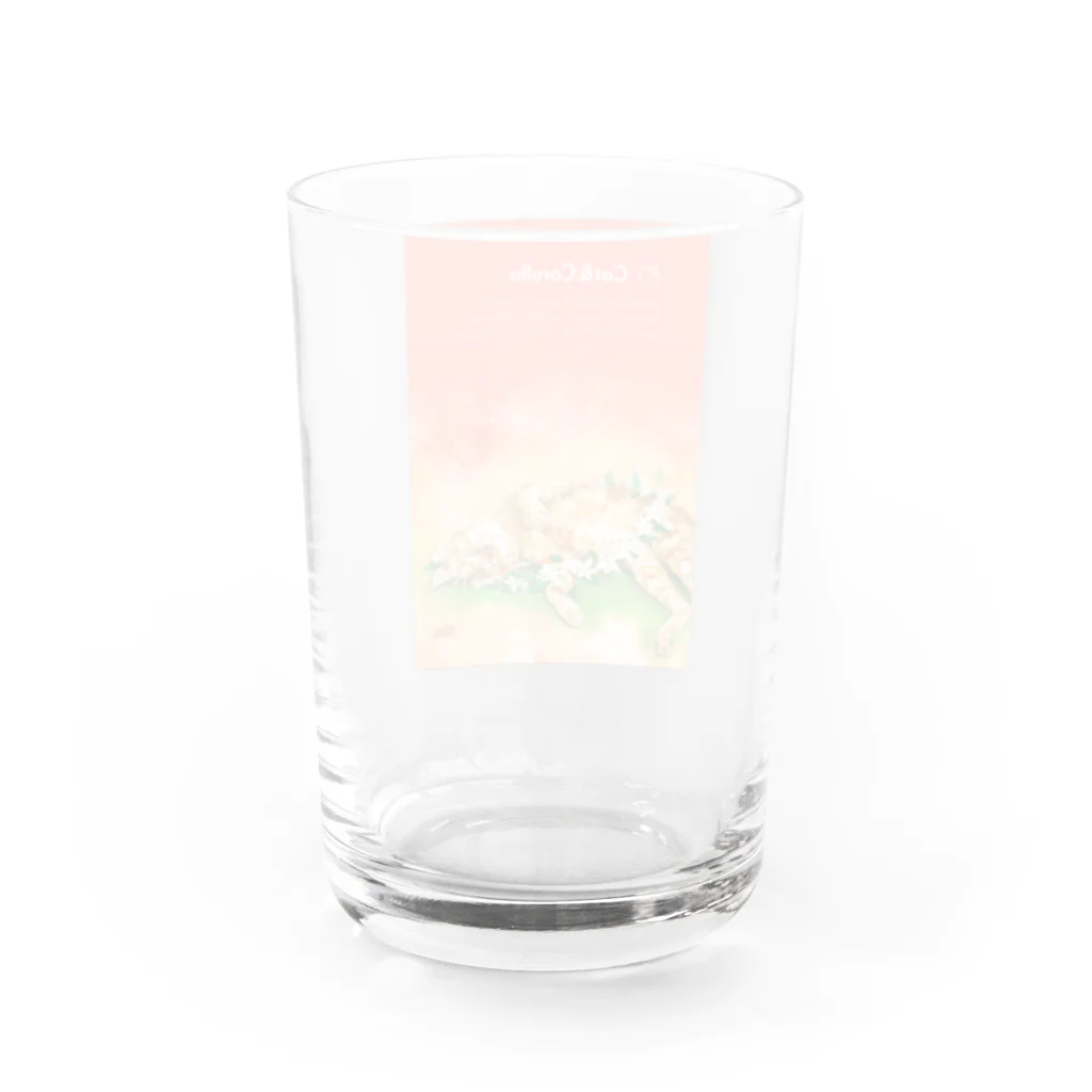 とりのコモチのジャスミンの花と茶トラねこさん（縦長） Water Glass :back